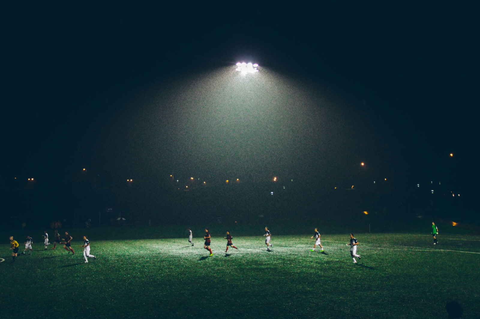 Football under night lights